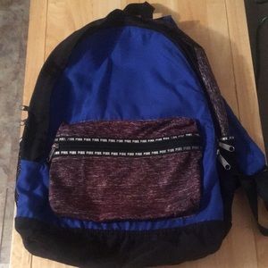 Victoria’s Secret pink Brand, school size, blue and black backpack
